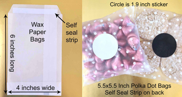 wax coated paper bags or frosted polka dot for gifts