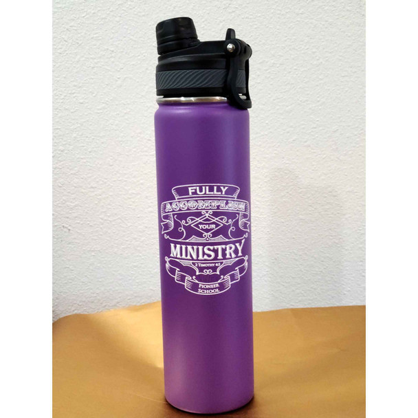 JW purple travel water bottle 2 timothy 4:5