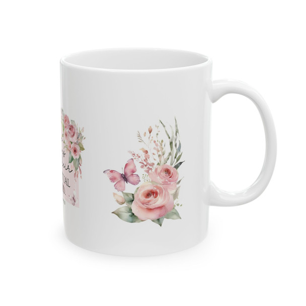 Happy are those conscious of their spiritual need Ceramic Floral Scripture Mug Matthew 5:3