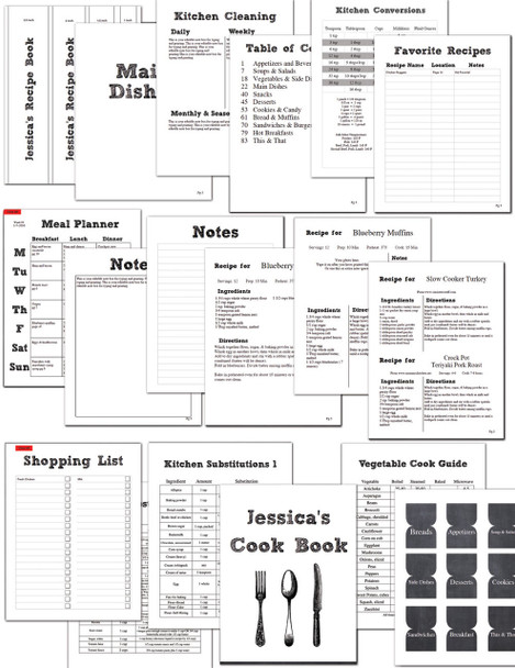 White Chalkboard Printable Recipe Book Template Editable PDF