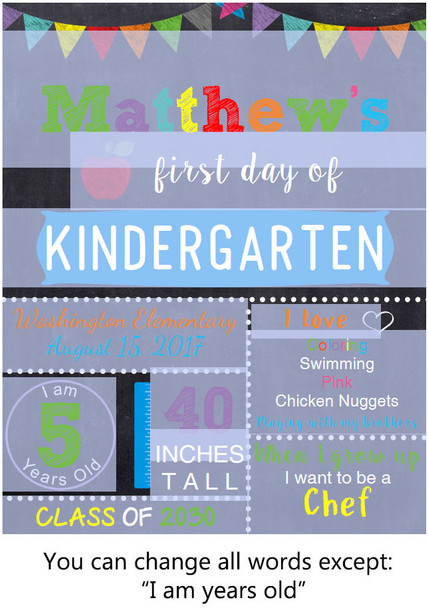 editable blue boys back to school sign