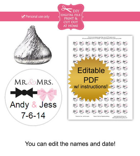 Mr. & Mrs. Printable Candy Stickers