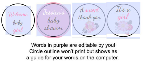 Flowers Printable baby shower stickers