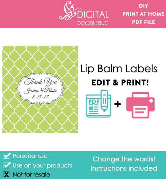 Green Quatrefoil Printable Lip Balm Labels