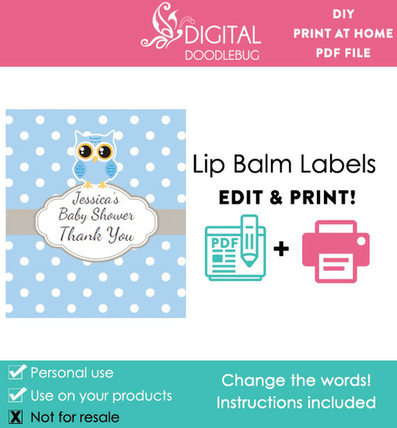 Blue Owl Printable Lip Balm Labels