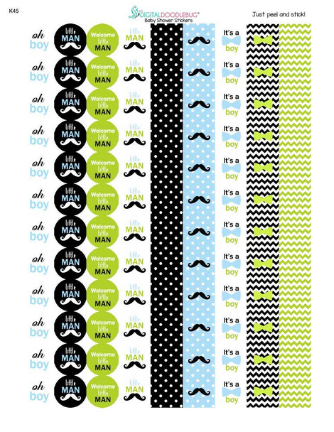 Little Man Mini Candy Stickers Baby Shower Favors 108 Labels