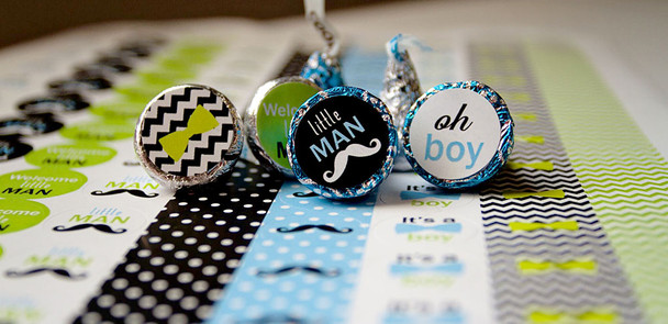 Little Man Mini Candy Stickers Baby Shower Favors 108 Labels