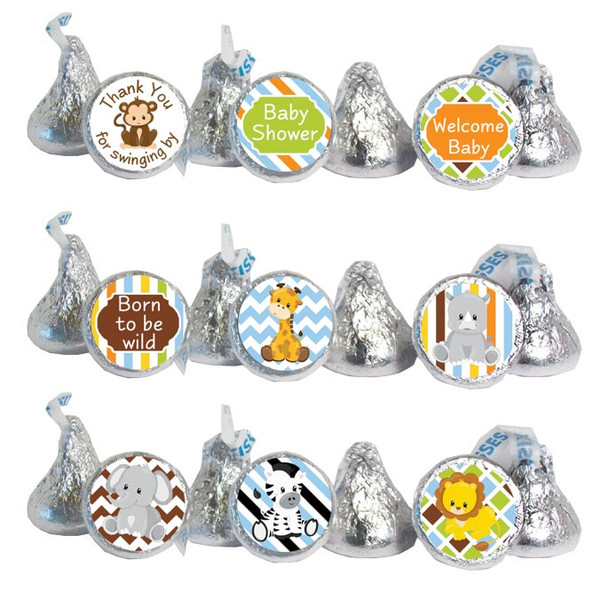 Stickers that fit Hershey Kisses, Rolos, and water bottle lids