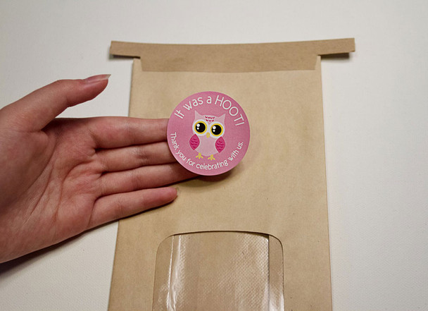 pink owl thank you stickers girls baby shower
