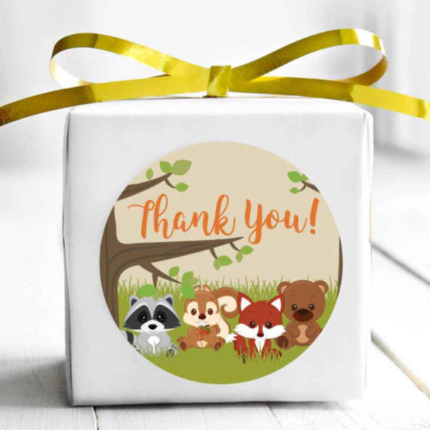 baby shower thank you stickers boys woodland
