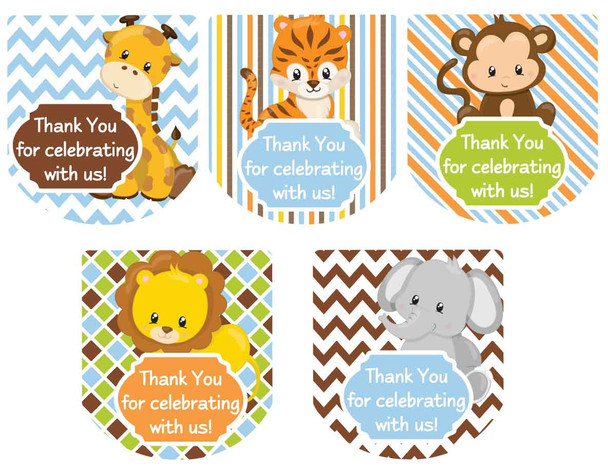 Hand Sanitizer labels safari animals 30 stickers