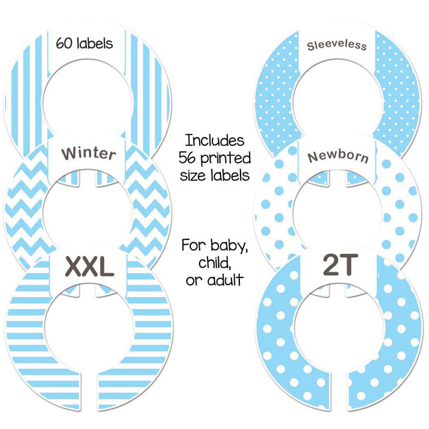 Blue baby closet dividers for a boys baby shower gift.