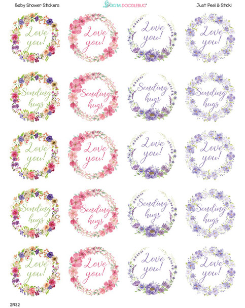 1.9 Inch Love You labels 20 stickers