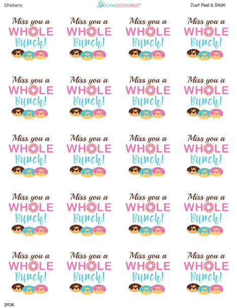 1.9 Inch Miss You donut labels 20 stickers
