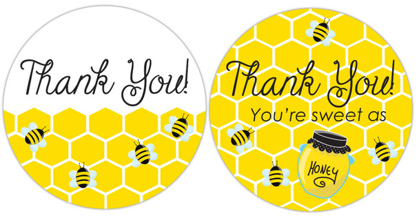 Thank you honey bee stickers DIY baby shower favor labels