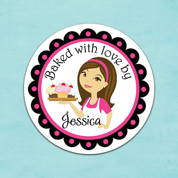 personalized baked with love by baking business stickers