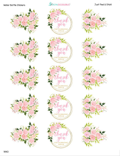 floral water bottle stickers