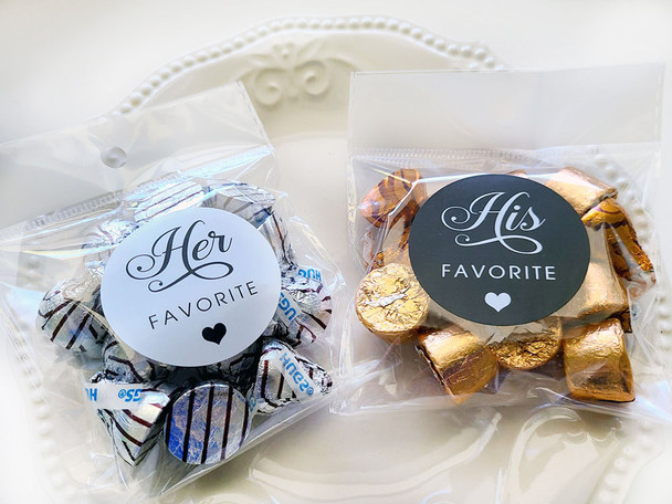 black and white his her favorite wedding favor stickers