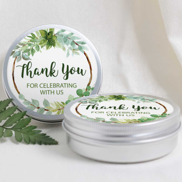 greenery round stickers for candles and tins