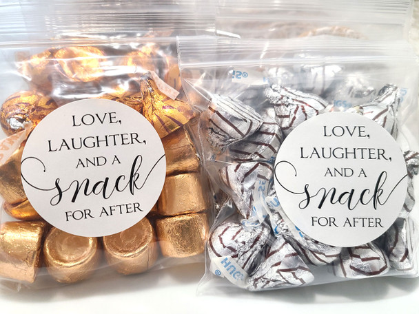 midnight snack chocolate candy wedding favor stickers round circle 2inch