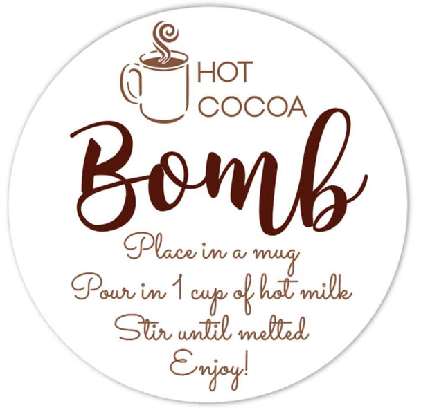 chocolate hot cocoa bomb direction labels for product packaging