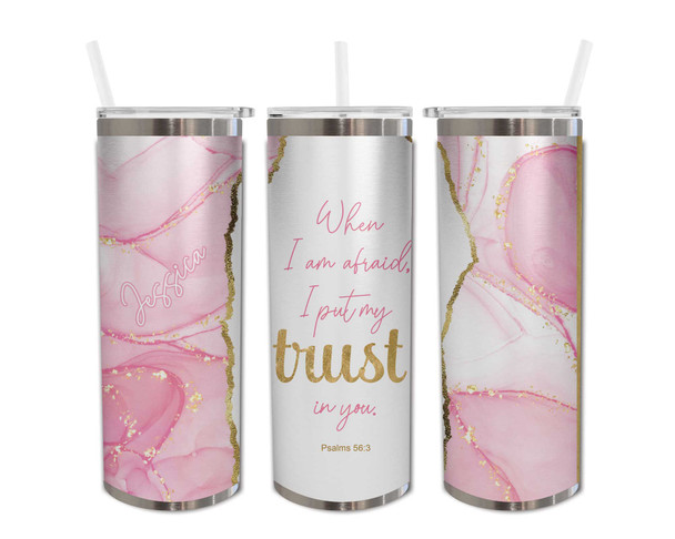 Jw 2024 year text pioneer or baptism sister gift stainless steel tumbler pink gold marble