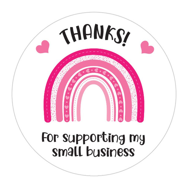 pink Rainbow customer appreciation stickers cute small business product packaging labels