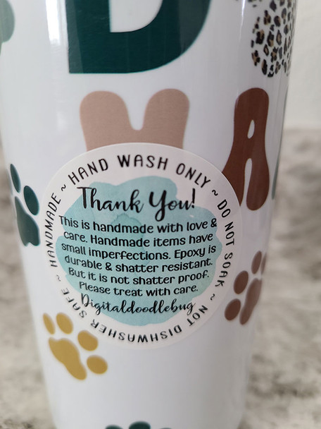 Handmade epoxy tumbler care stickers