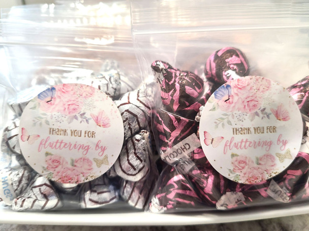 pink purple butterflies spring tea party favors stickers with bags