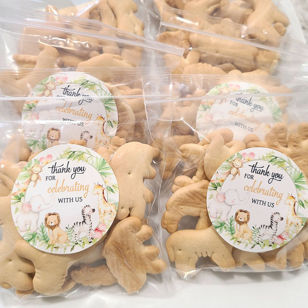 thank you for celebrating with us safari baby shower favor stickers