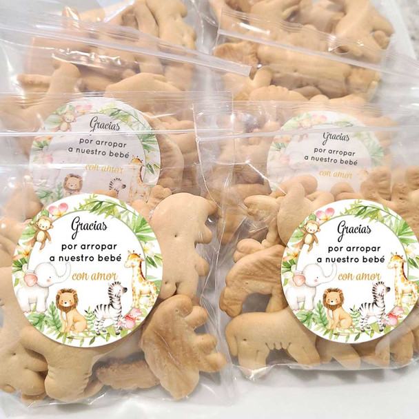 spanish safari baby shower stickers for favors espanol