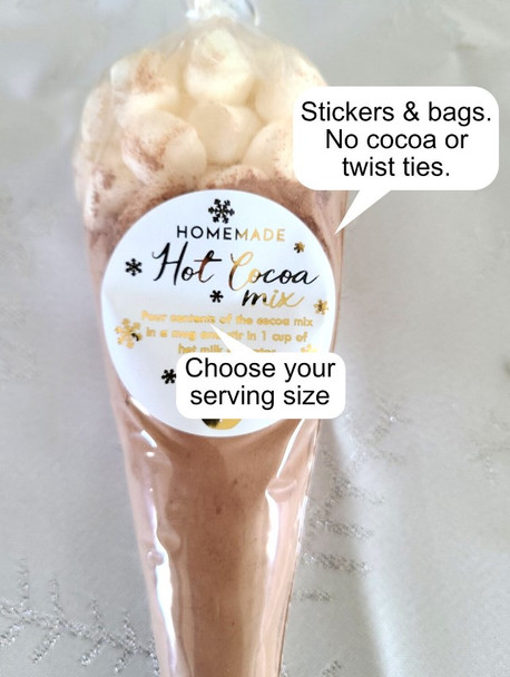 Homemade Hot cocoa mix instruction stickers