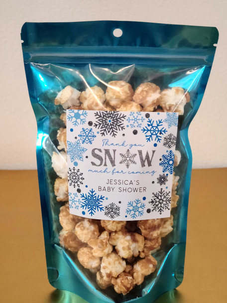 thank you snow much snowflake stickers and bags for winter wedding favors