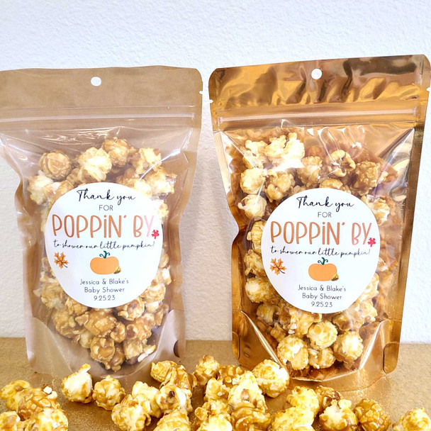 fall pumpkin customized popcorn baby shower favors orange gender neutral