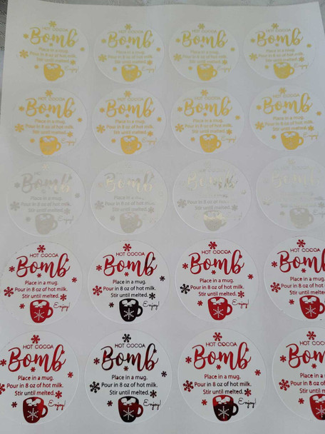 foil hot chocolate bomb instruction labels handmade gift