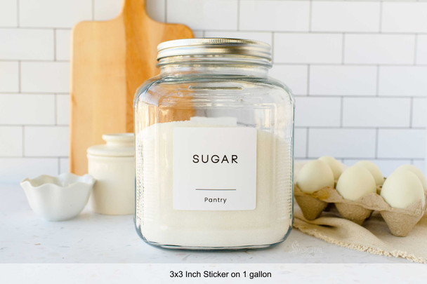 square sugar labels for 1 gallon glass jar