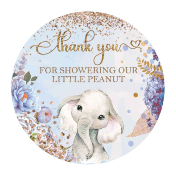 elephant baby shower favors boy blue DIY stickers and bags
