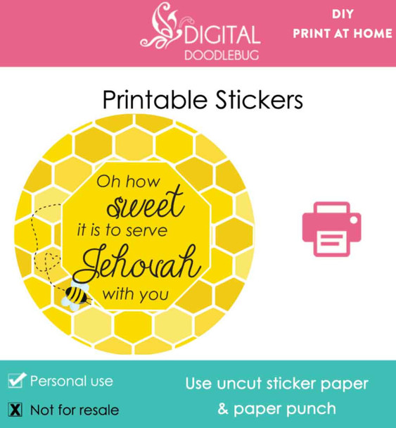 printable stickers jw pioneer gift honey bee how sweet it is to serve Jehovah with you