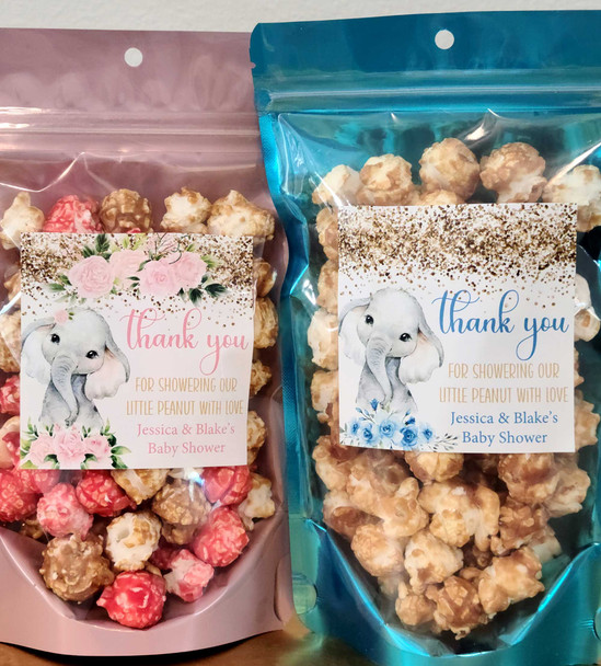 elephant baby shower favors stickers and treat bags DIY kit pink or blue