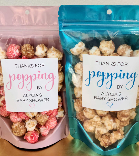 personalized baby shower favors stickers and treat bags DIY kit blue boy or pink girl