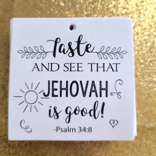 2.5 inch hang tags taste and see that Jehovah is good