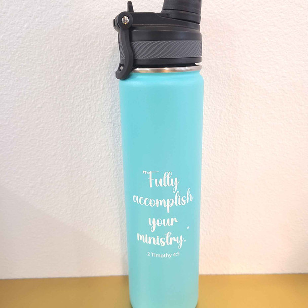 Fully accomplish your ministry tumbler aqua blue