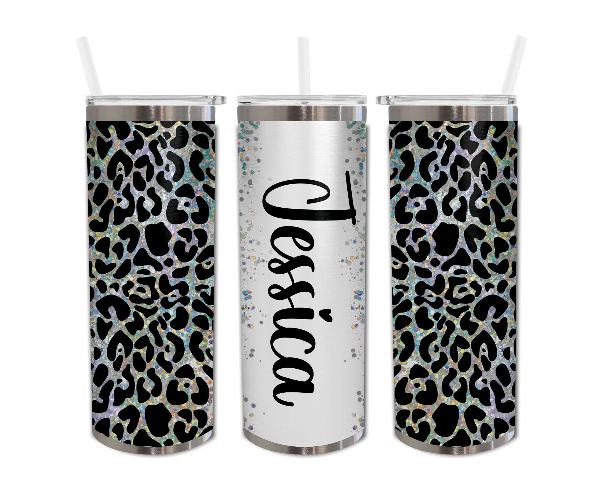 Mama Bear Glitter Leopard Custom Name Tumbler