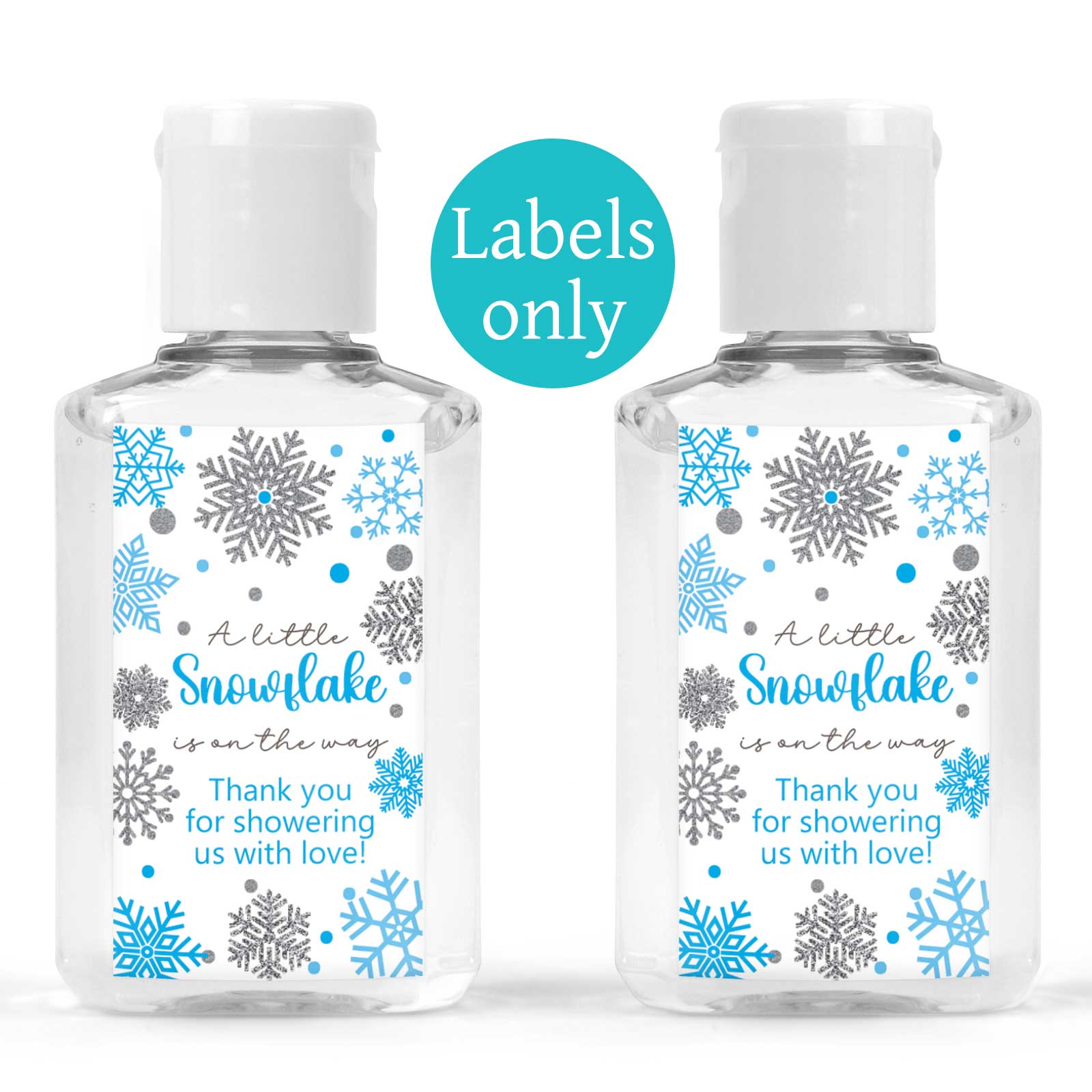 Snowflakes hand sanitizer labels for baby shower favors 21 stickers snowflakes-hand-sanitizer-labels-for-baby-shower-favors-21-stickers