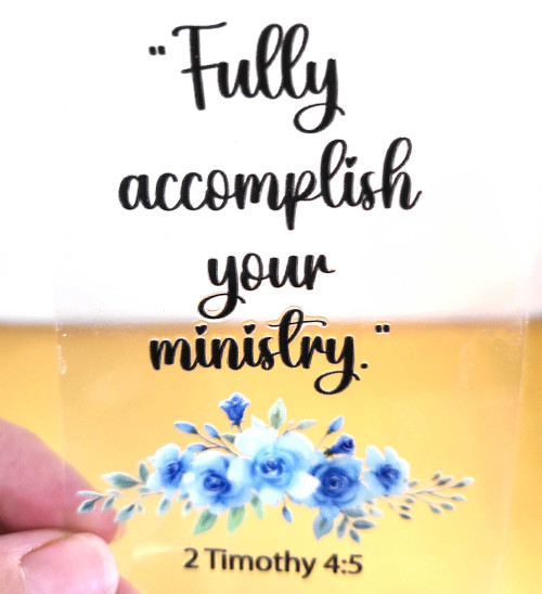 Floral sticker UV dft permanent transfer blue 2 Timothy 45 JW sister gift