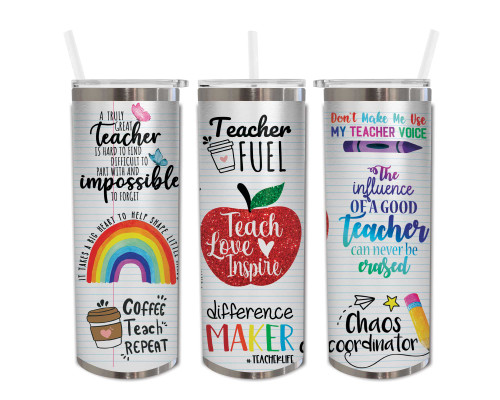 teacher drinkware gift, crayon tall skinny acrylic tumbler gift