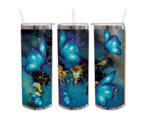 Small Flared Edge Tumbler Cup with Flowers and Butterfly ~ 3 in. dia. – Art  Füzd