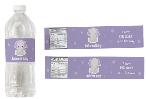 Girl Elephant Baby Shower Water Bottle Wrappers, Water Label, It's a Girl  Pink, Rose Ao144bp5 