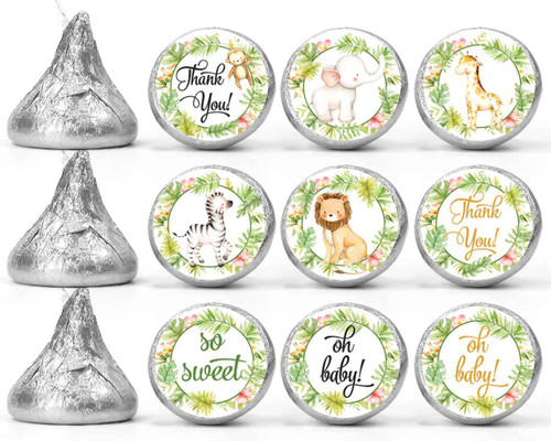 Gold foil stickers DIY safari baby shower favors 1.9 labels