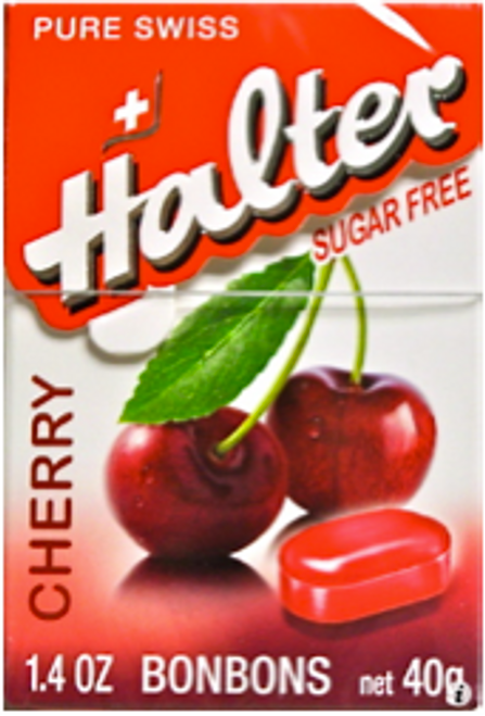 Halter Bonbons CHERRY Sugar Free Hard Candy, 1.4 oz fliptop box. Uses Isomalt, ZERO SODIUM Halter Bonbons CHERRY Sugar Free Hard Candy, 1.4 oz fliptop box. Uses Isomalt, ZERO SODIUM